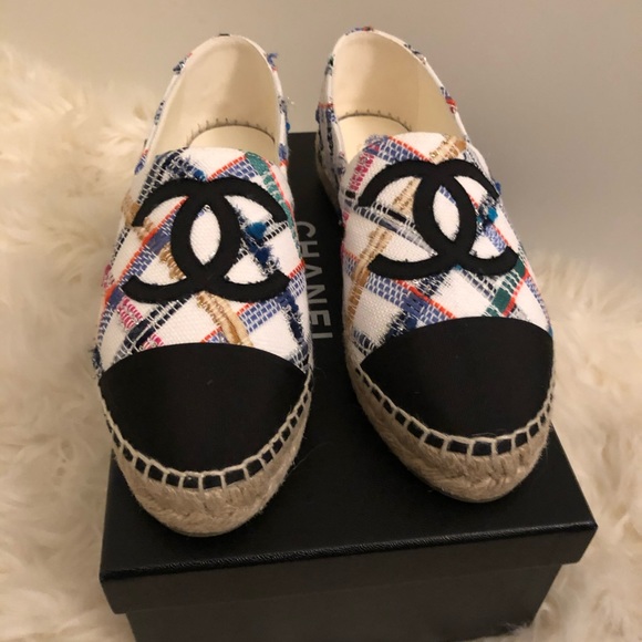 CHANEL Shoes - CHANEL Tweed Grosgrain CC Espadrilles